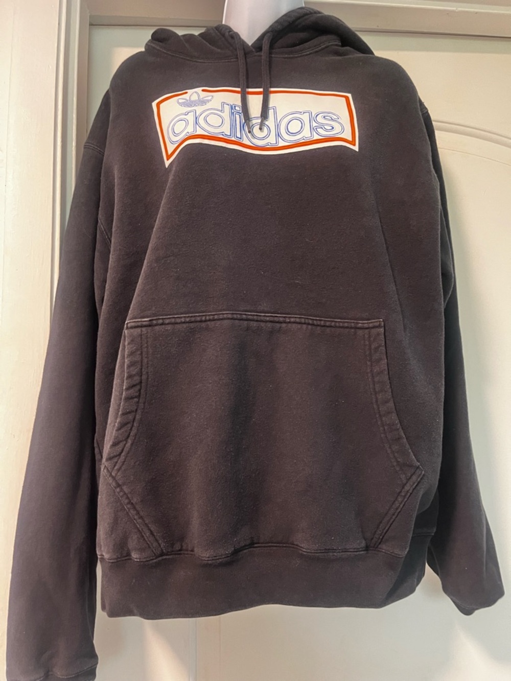 adidas Black Hoodie with  Orange-Trim Logo